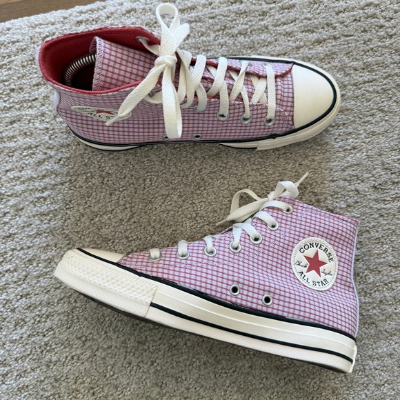 NEW Converse Chuck Taylor All Star‎ CHECK Hi Top Sneakers WOMEN 7 FREE PEOPLE - Picture 6 of 9